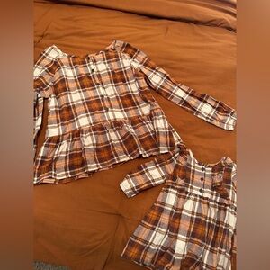 The Children’s Place Mommy and Me Plaid Long Sleeve Tops - Brown and White